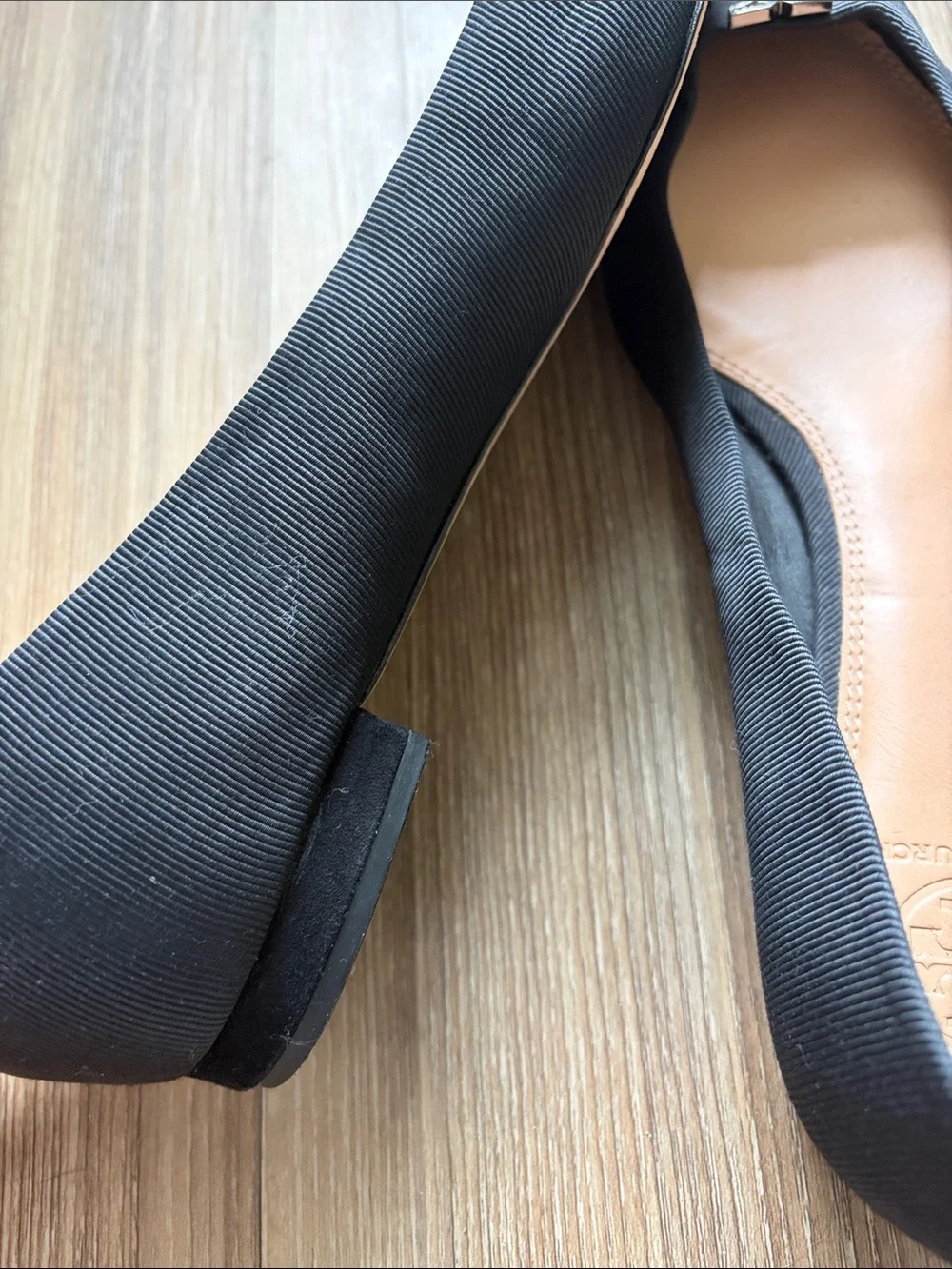 Tory Burch Black Pointed Toe Flats with Crystal Logo